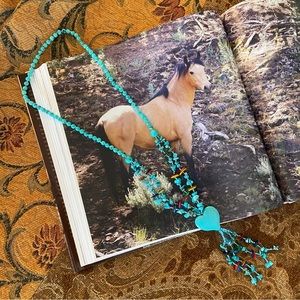 Turquoise Heart Beaded🩵Statement Necklace